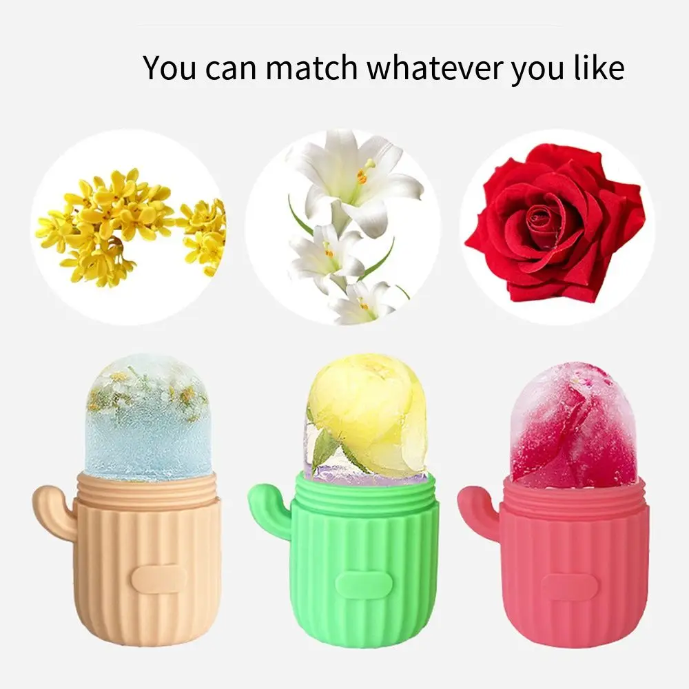 Cactus Shaped Ice Cube Mold for Face Silicone Reduce Acne Freezing Facial Rolling Massager Reusable Multi-color