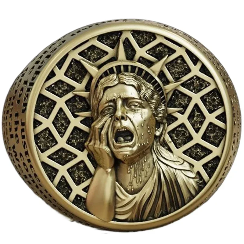 20g Rings Statue Of Liberty Crying Usa Constitution Gold Rings  Customized 925 Solid Sterling Silver Many Sizes 6-13