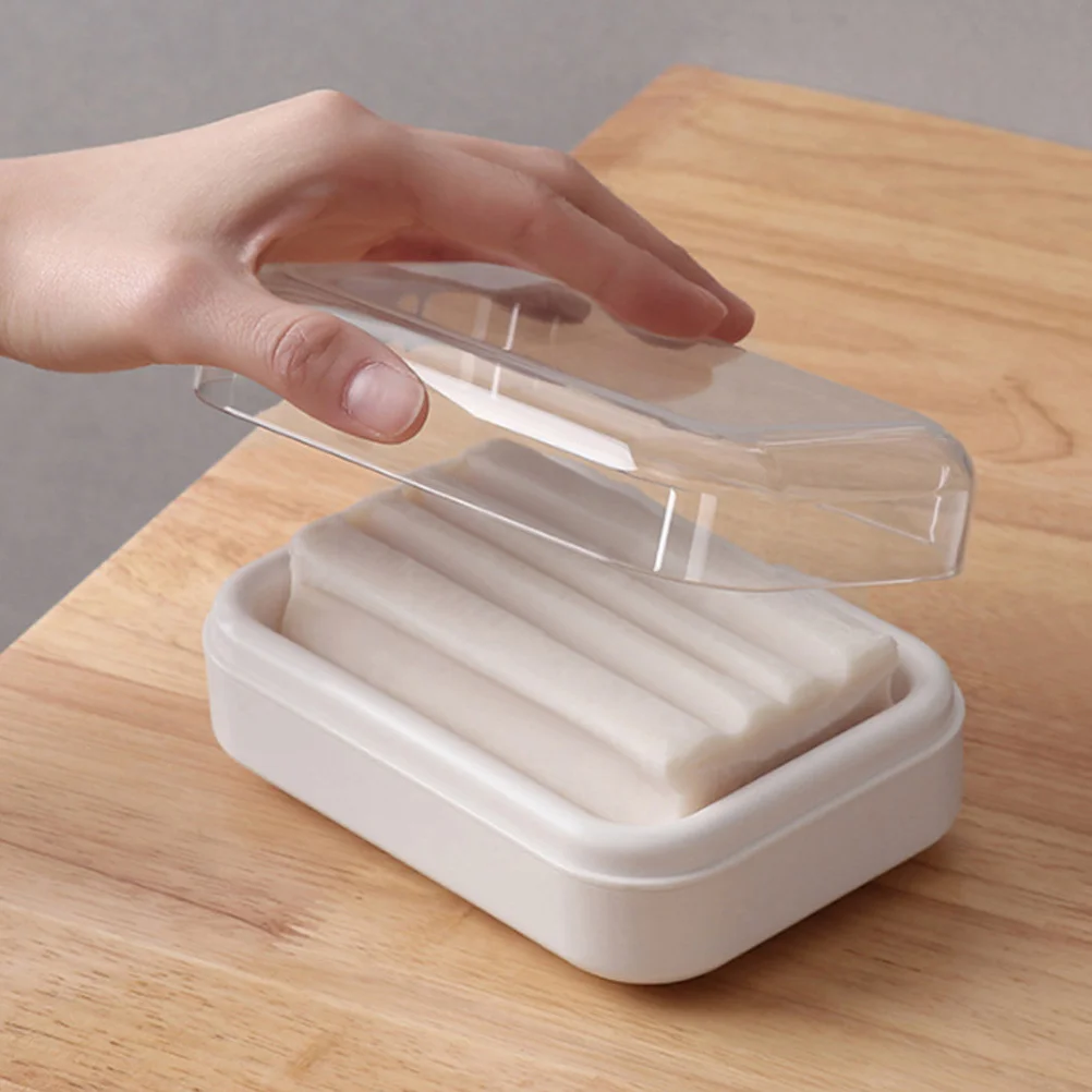 

2pcs Plastic Holder Reusable Container Drainage Design Dish Bathroom Case Travel Container Soap Tray Soap Storage Case