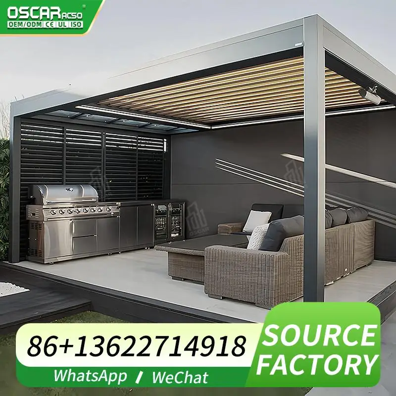 

Remote Control Motorized Waterproof Aluminum Gazebo for Terrace Patio Outdoor Pergola