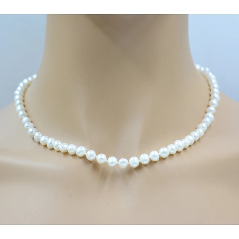 6-7mm (potato type) genuine freshwater pearl necklace 45CM