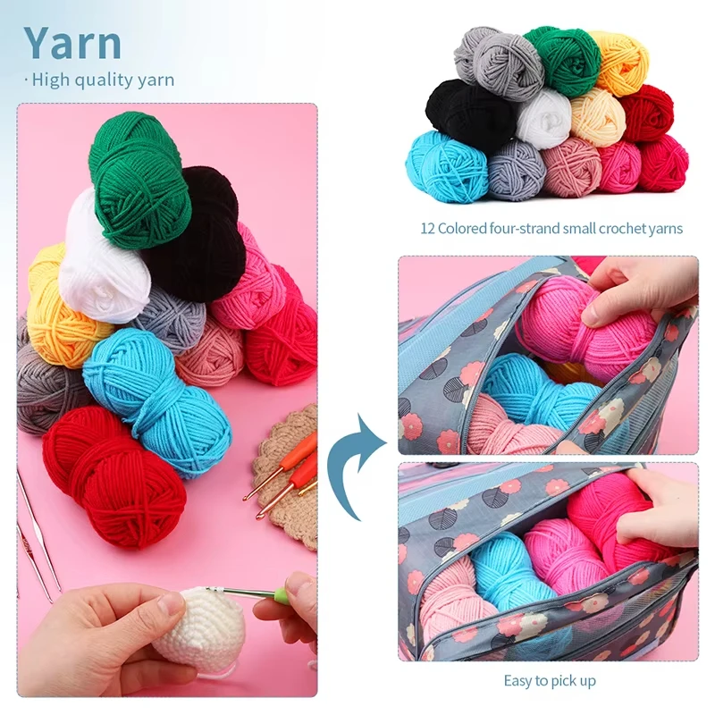 59pcs Hanging Crochet Hook Set, Portable Storage, Yarn Knitting, Beginner Knitting Tools view 4