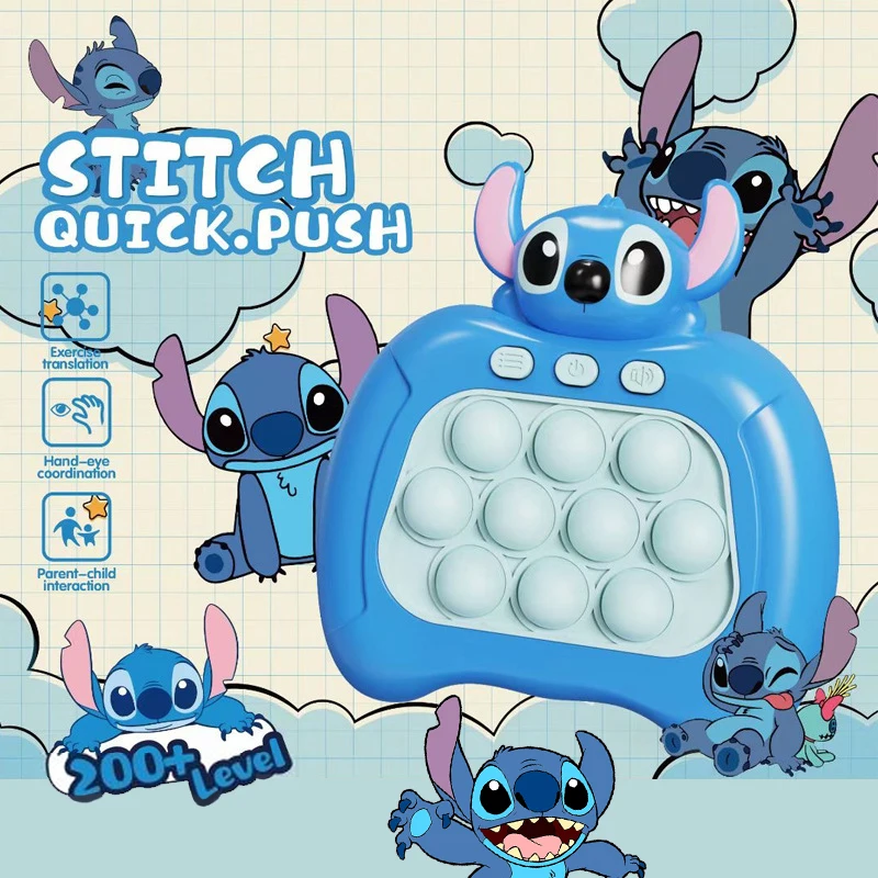 

Disney Stitch Аниме Quick Push Pop Game Ручная консоль Пресс Непоседа Мальчики Девочки Игрушки Bubble Light Up Pushit Детский подарок на день рождения