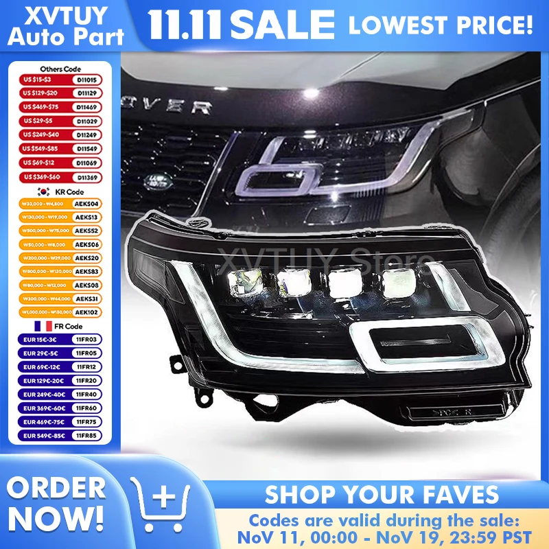 

Headlights For Range Rover 2014-2017 LED Assembly SUV Land Rover Upgrade Front Lamps 4 Eyes Turn Signal Light Auto Accessories