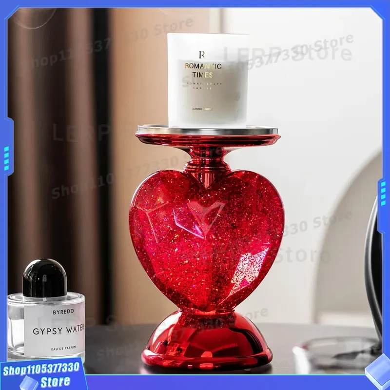 High End Art Decoration Crystal Ball Music Box Carousel Love Candlestick Tabletop Ornament Wedding Gift Home Decor Novelty