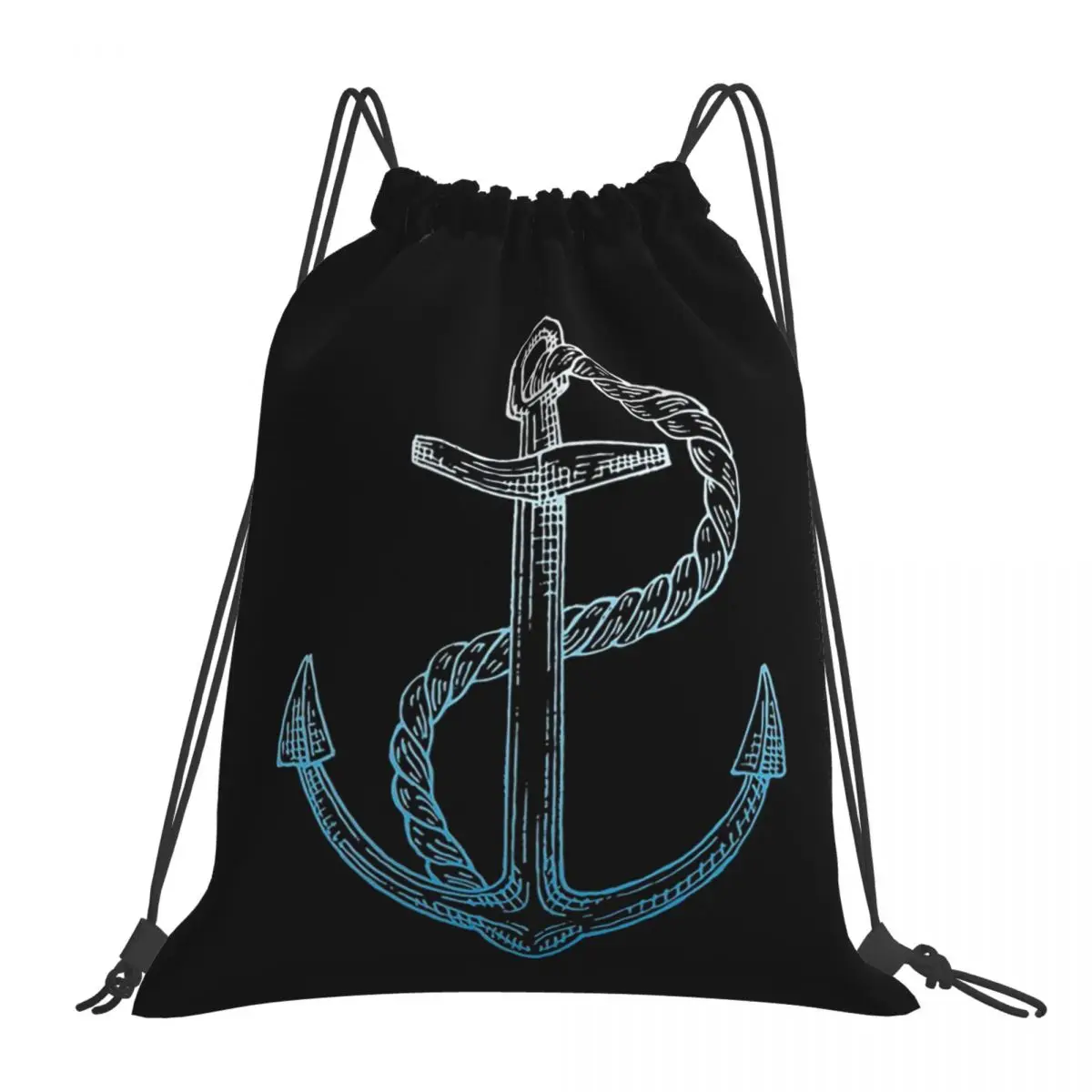 Boat Anchor Illustration Drawing Backpacks Multi-function Portable Drawstring Bags Sports Bag Book Bags For Man Woman School