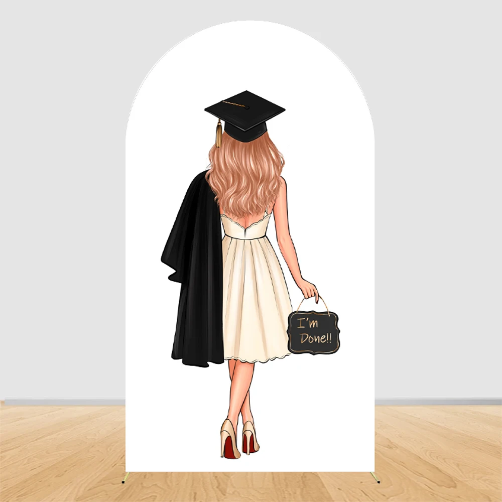 Graduation Arch Backdrop Cover 2026 Black Gold Girl Boy Congrats Grad Graduate Prom Party Arched Photography Background Decor view 5