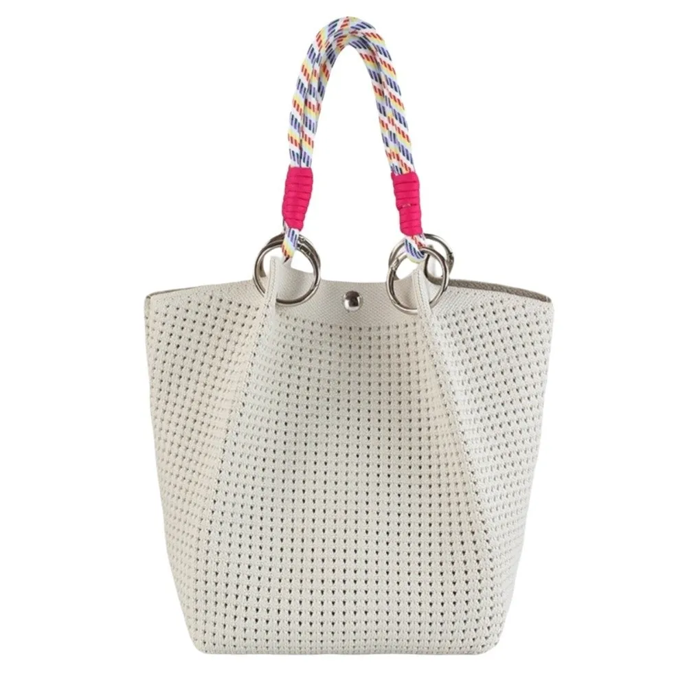 

Портативная однотонная вязаная сумка-ведро ручной работы, тканая сумка на плечо с кольцом и пряжкой, большая вместительная сумка для женщин и девочек