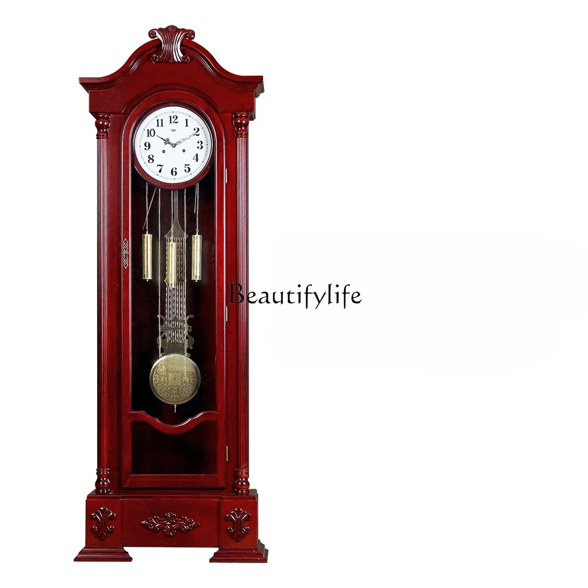 

Large European-Style the Grandfather Clock Living Room Solid Wood Carving Machinery Standing Grandfather Clock Elegant Classical