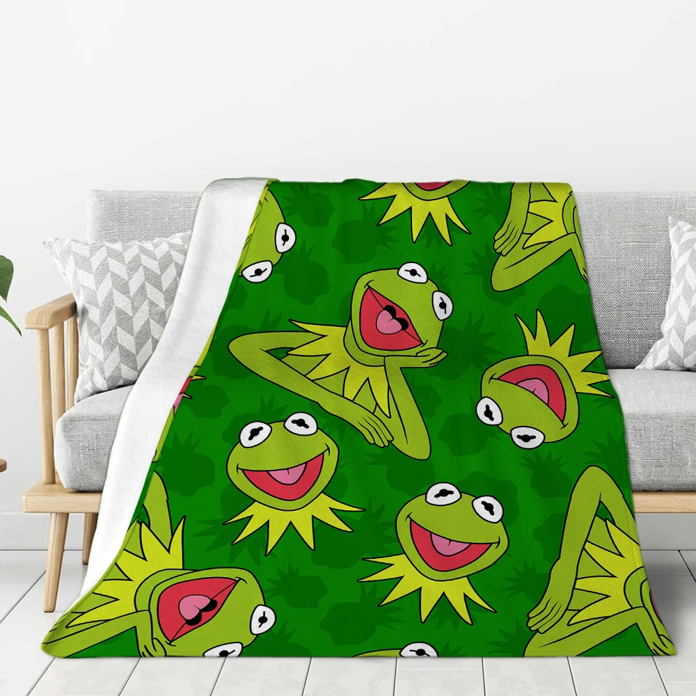 Blanket Kermit The Frog Printing Anti-pilling Flannel Blanket Funny Gift Picnic Travel Home Bed Sofa Bed Sofa Chair Blanket