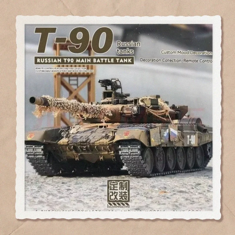 

Henglong T90 Remote-Controlled Tank Large Tracked Metal Electric Multifunctional Combat Off-Road Vehicle Military Model Toy