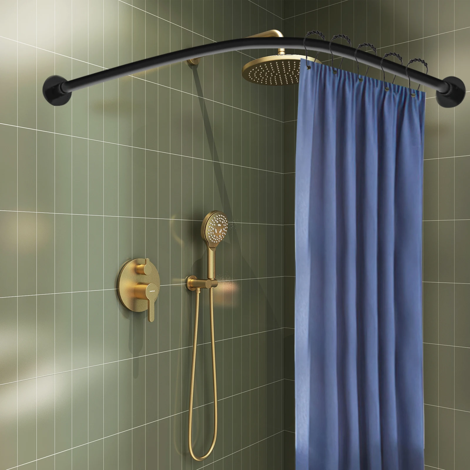 

Прочный черный карниз для душа — 24 крючка (12 нержавеющих сталь, 12 пластика) для максимальной гибкости и надежного использования