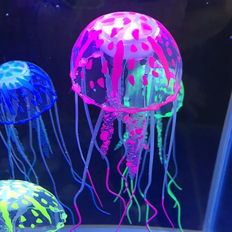 Artificial Jellyfish Fluorescent Transparent Floating Simulated Jellyfish Landscape Fish Tank Fish Pet Decorations Supplies