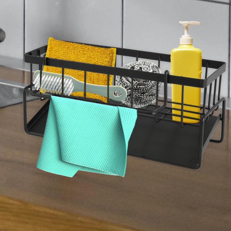 Gootsteen Drainage Rack Multi-Functionele Plank Drainage Mand Spons Doek Afwasmiddel Organizer