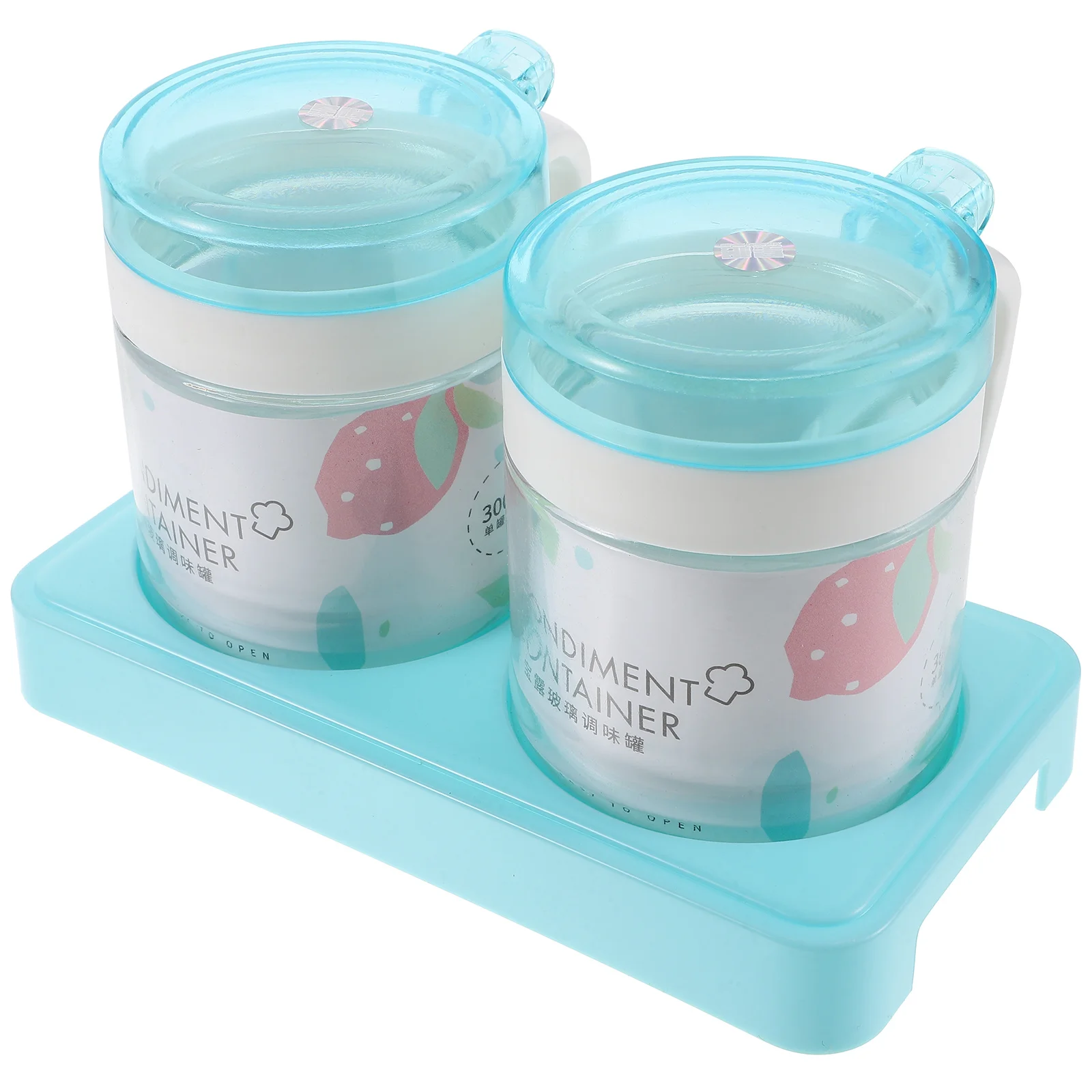 

1Set Kitchen Seasoning Box Clear Glass Spice Jars Lids Multi-Compartment Household Condiment Holder for Pepper Salt Sugar