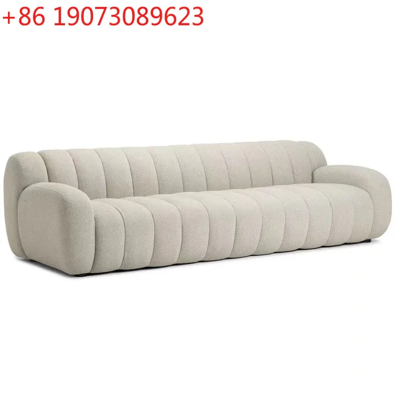 Modern simple fabric sofa living room small apartment cream style inline bread lamb fleece three-person inline sofa