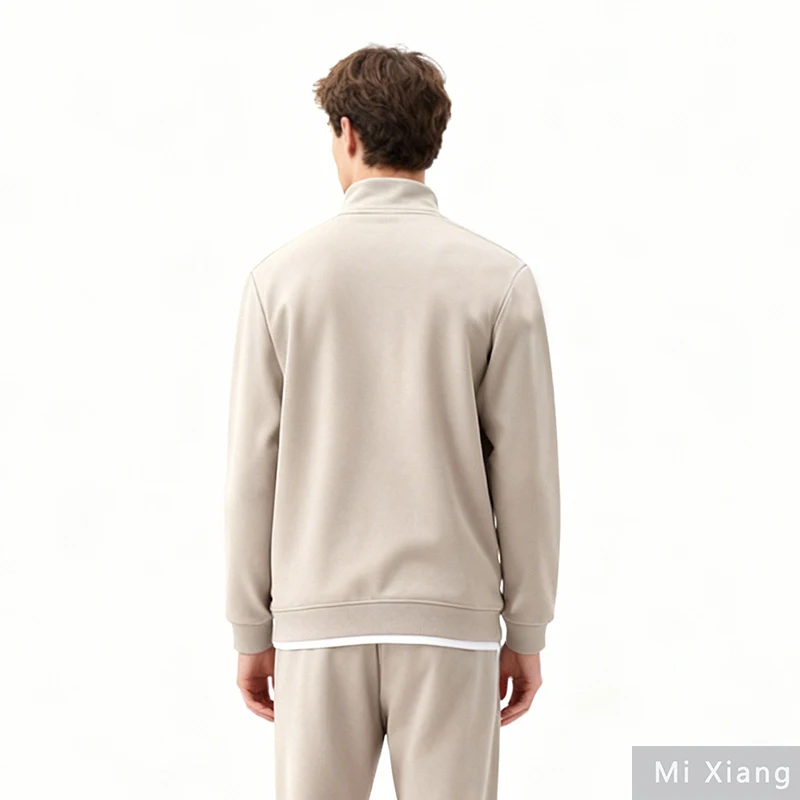 เสื้อฮู้ดดี้ผู้ชายแบบซิปครึ่งตัว คอตั้ง แขนยาว สีพื้น สไตล์ลำลอง สำหรับฤดูใบไม้ร่วง รุ่นใหม่