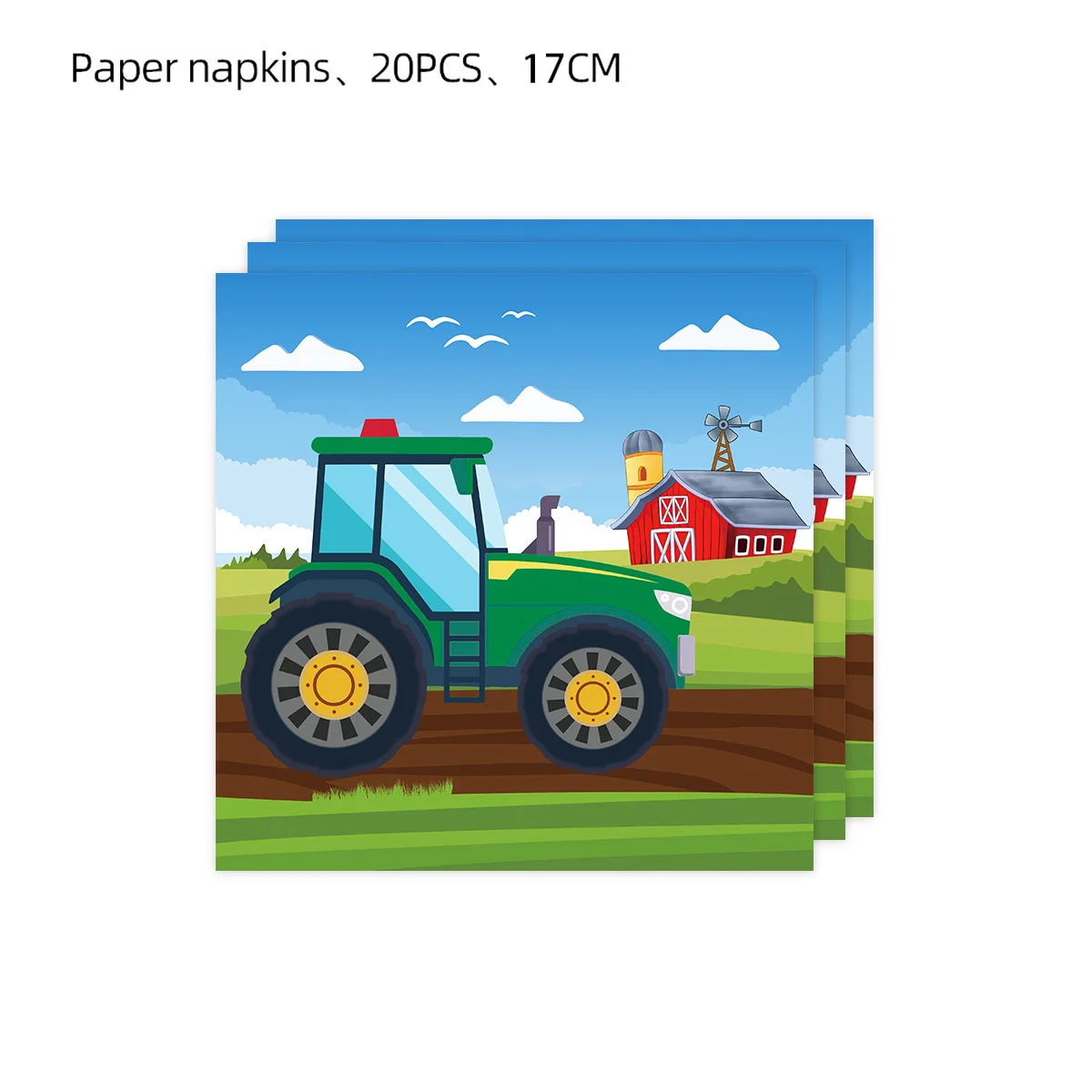 61Pcs Green Farm Tractor Disposable Tableware Set 20Pcs 7inch Paper Plates 20 Cups 20 Napkins 1 Tablecloth Kids view 3