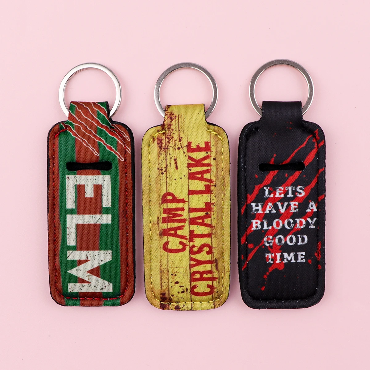 Halloween Quotes Lip Balm Holder Keychain Clip On Lipstick Sleeve Stainless Steel Keyring Travel Accessories Women's Gift