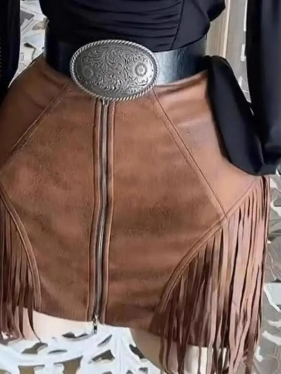 Zíper camurça orts borla guarnição ort calças femininas camada base primavera 2025 material do plutônio outros entedientes 00%