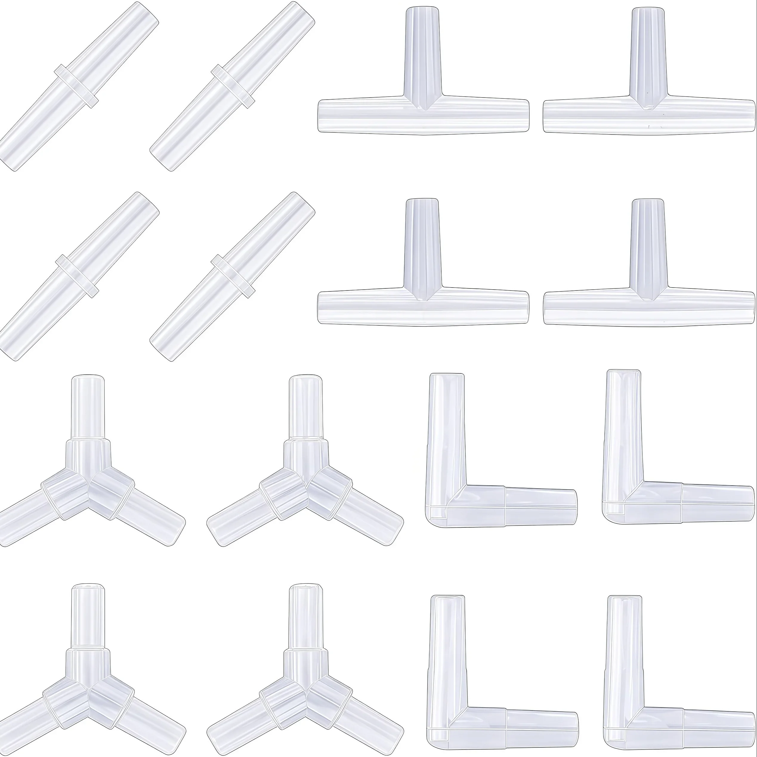 20/40Pcs Aquarium Air Pump Connector Kit Durable Plastic Airline Connectors 4 Unique Designs for Fish Tank Oxygen Distrib