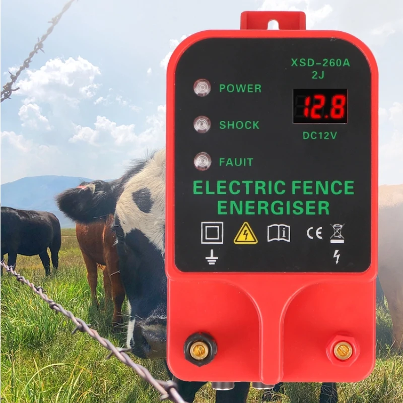 LCD High-decibel Alarm Electric Fence Energizer Voltage Display Waterproof 10KM Livestock High Voltage Pulse Controller