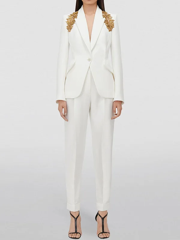 

Ele Beaded Suiting Set Heavy Embelliment Tailored Trousers Long Sve Profional Women's Outfit Spring 2025 Collection