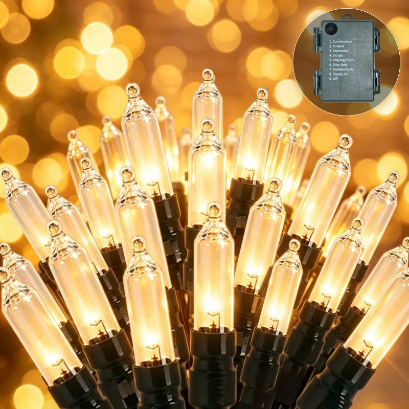 Christmas String Lights Mini Bulb Shells Battery Box Warm White Multicolor 8 Modes Waterproof IP54 Rating Home Garden Decor Pro
