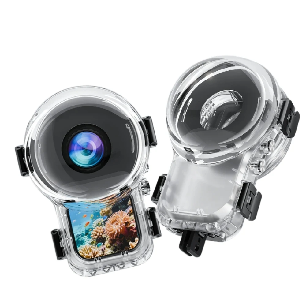 For Insta360 X6 Invisible Diving Case Pro, Underwater Camera Housing Waterproof Case with Professional Lens and Two Claw Adapte