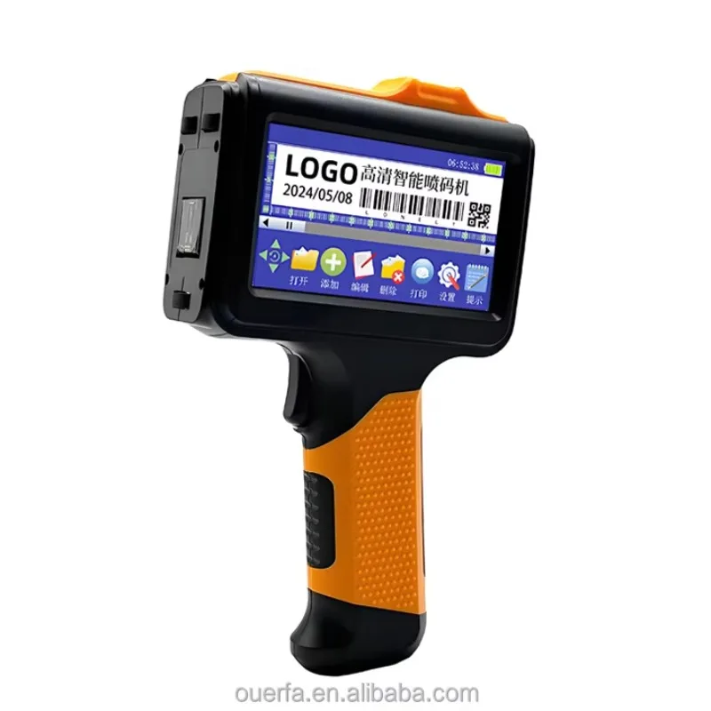 مسدس طابعة نافثة للحبر محمول لترميز التاريخ لأكياس التغليف وصناديق الورق والكرتون والزجاجات البلاستيكية والزجاجات الزجاجية.