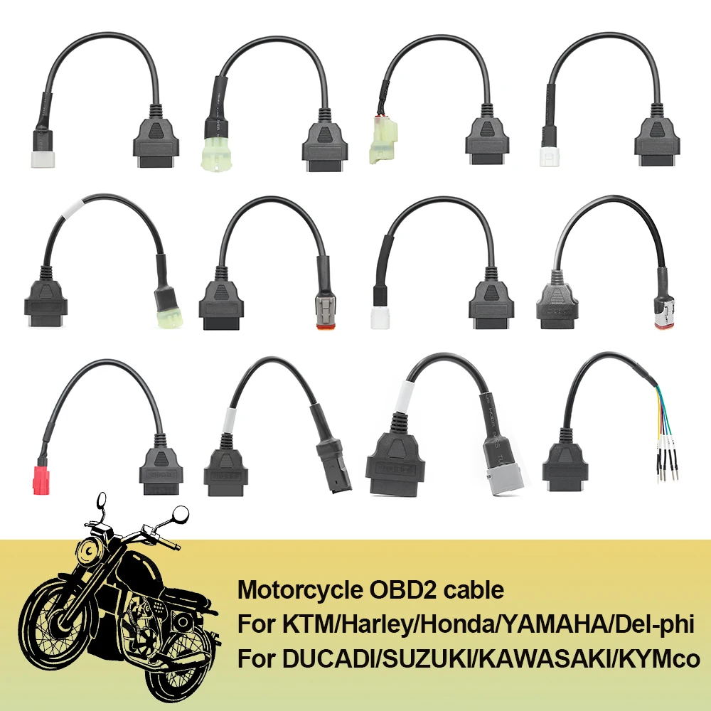 

Разъем OBD2 для мотоцикла, мотоцикла, YAMAHA 3pin 4pin, для HONDA 4Pin, для KTM 6pin Moto, удлинительный кабель OBD OBD2