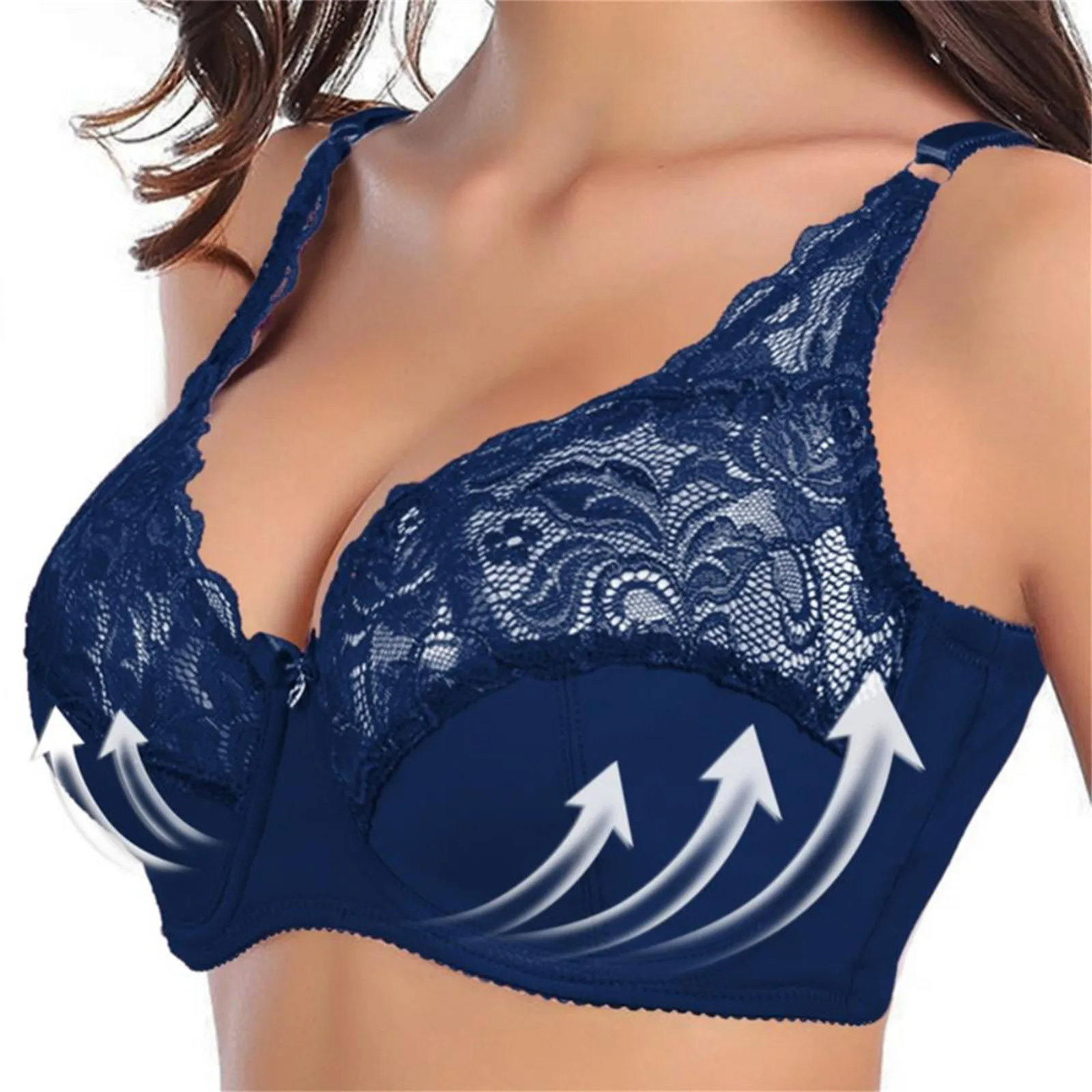 Women\'s Lace Underwear Sexy Bra 3/4 Cup Slim Push Up Adjustable Bra Unpadded Underwear