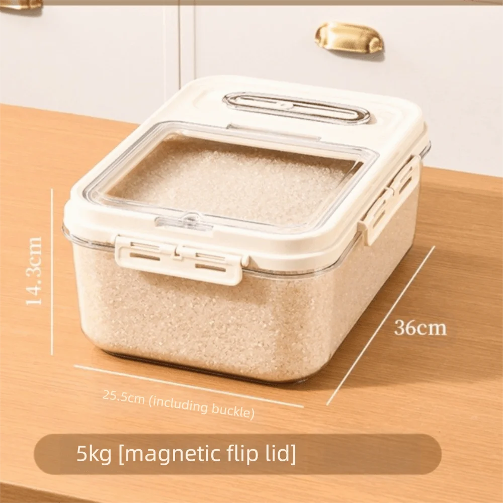 حاوية تخزين الأرز الشفافة المقاومة للرطوبة، تصميم مختوم، حاوية تخزين الطعام سميكة ذات سعة كبيرة، علبة محكمة الغلق #1