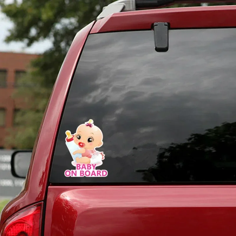 Cartoon Car Sticker Lovely Baby on Board Deocr Cover Scratches Vinyl Decal for Chevrolet Aveo Mitsubishi Lada,17cm*13cm