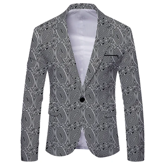 Chaqueta de traje ajustada de manga larga informal para hombre