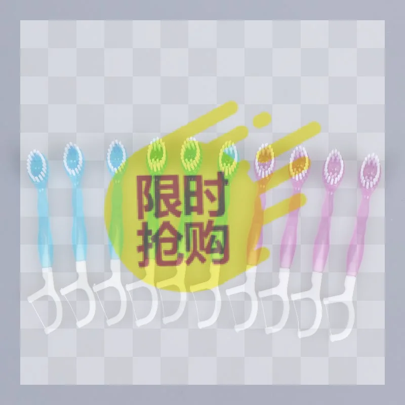 10Pcs 2 In 1 Dental Floss Toothbrushes With Soft Nylon Bristles And Durable Floss Perfect For Daily Oral Care Travel Home Use