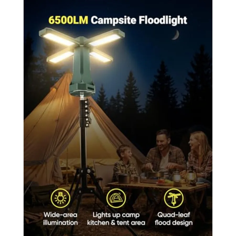 20000mAh Rechargeable Camping Light with Stand, 6500Lumens Portable Camping Light, 2700K-6000K Dimmable Rotatable Work Light wi