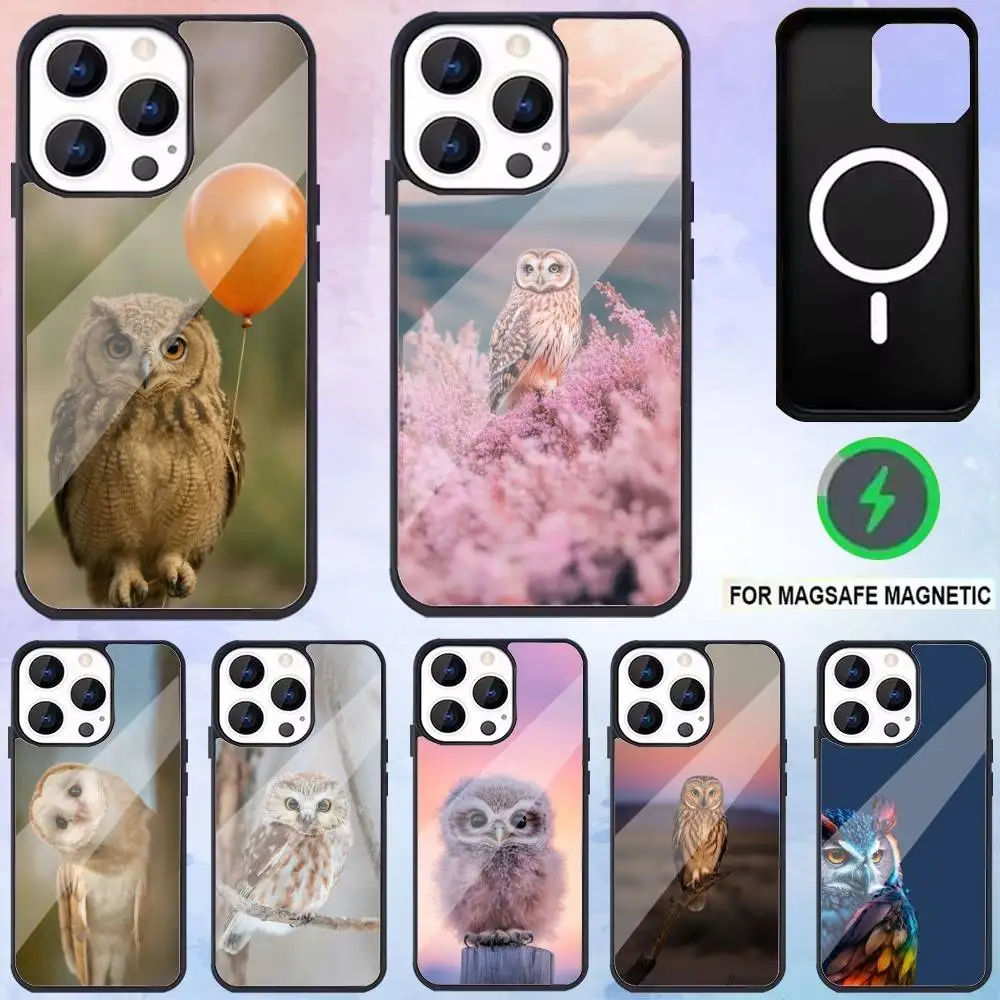 

Cute Owl Phone Case For iPhone17,16,15,14,13,12,11 Plus,Pro Max Magnetic Magsafe Wireless Charging