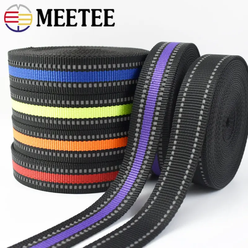 2/4M 15/20/25mm Reflective Webbing Tape Polyester Ribbon For Bag Strap Clothes Backpack Bias Binding DIY Belt Sewing Accessories