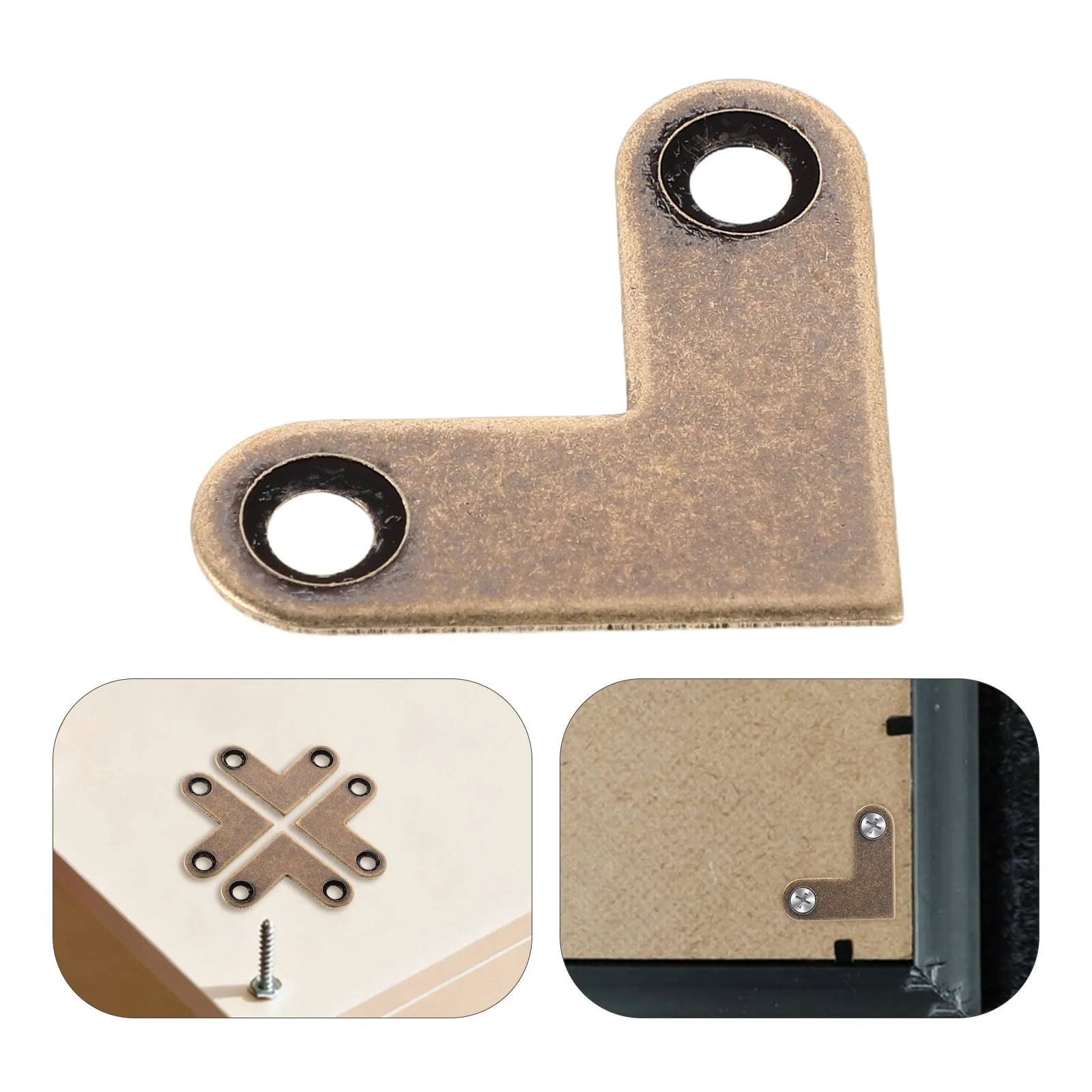 

10Pcs Copper Corner Braces Thickened L-Shaped Bracket Decorative Angle Flat Brace Furniture Support Picture Frame Mirror Cabinet