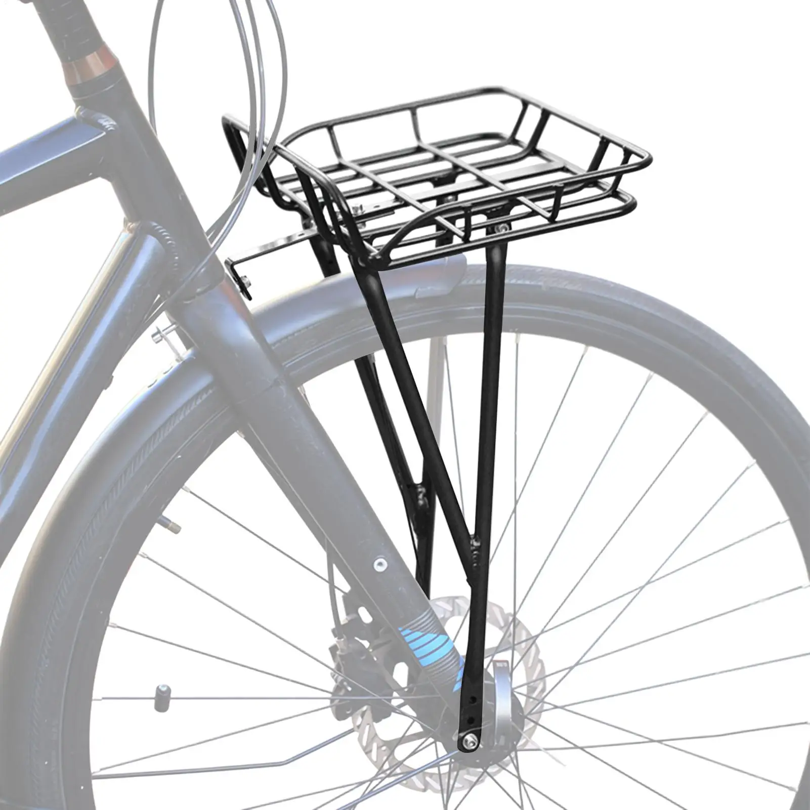 Front Bike Basket Rack Heavy Duty Stand Cargo Carrier Bike Basket Front Storage Rack for Touring Commuting Travel Outdoor