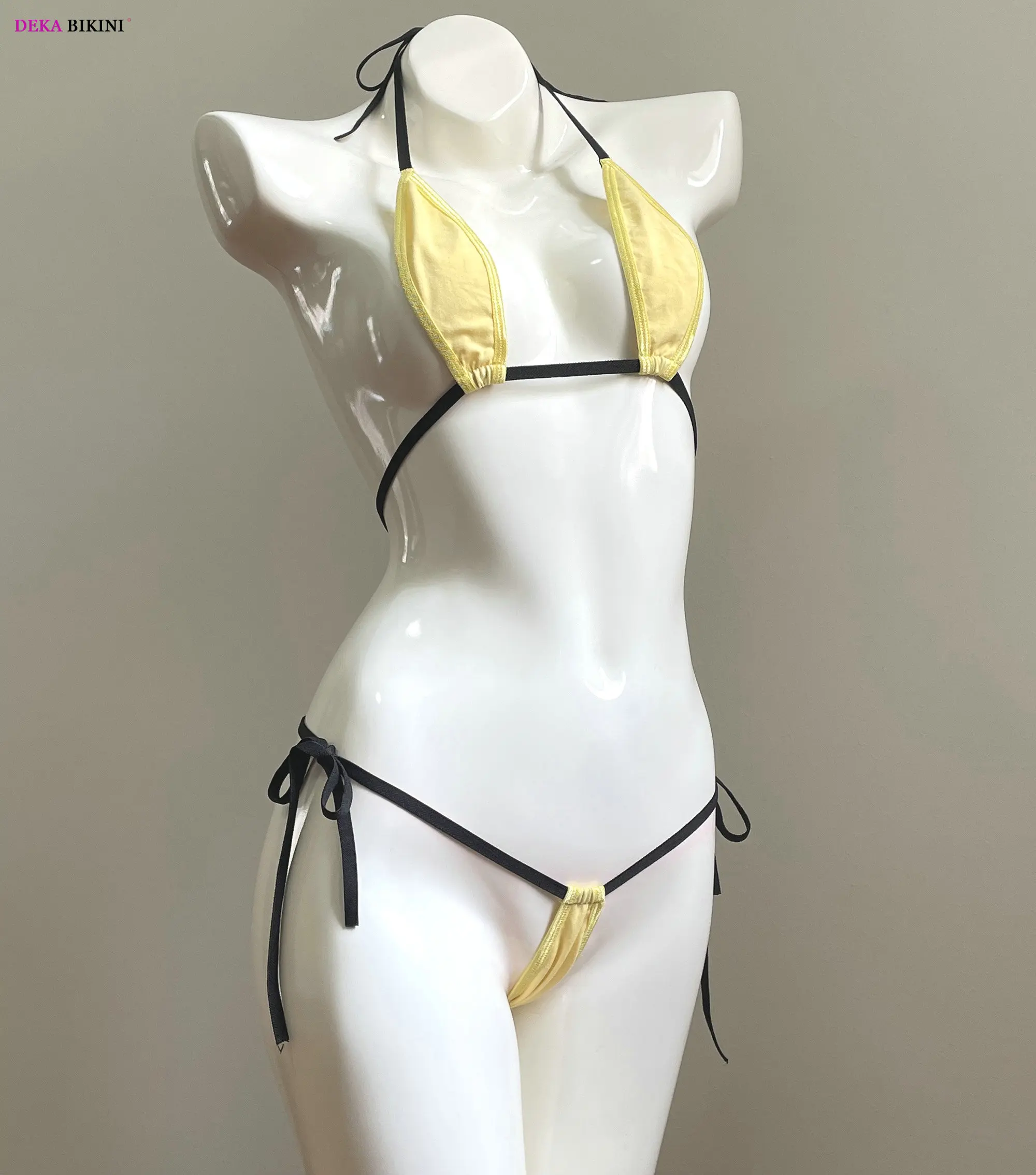 DEKA-Conjunto de Mini Bikini de algodón para mujer, traje de baño de micro vendaje extremo, ropa de playa, lencería exótica, ropa interior, traje para tomar el sol