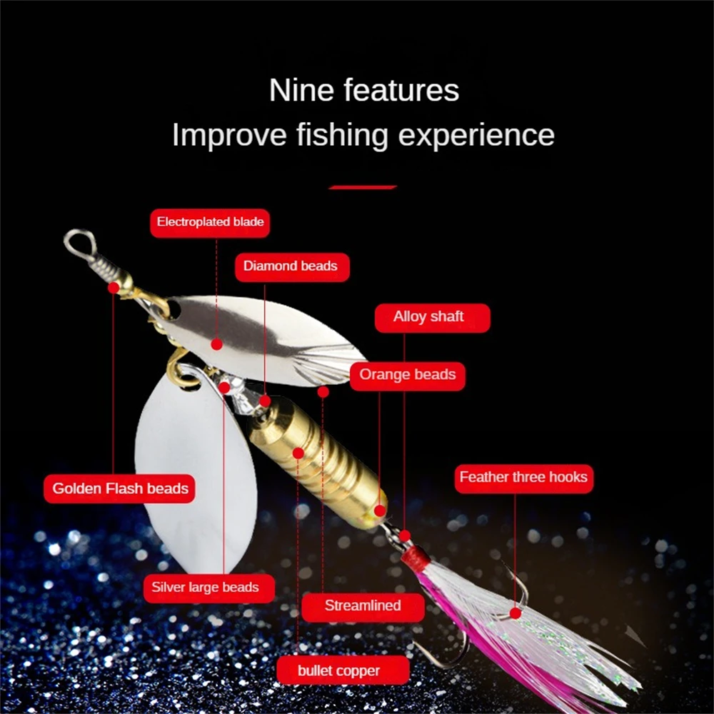 1~10PCS Metal Sliver Rotating Sequins Spoon Lure 7g/10g Spinner Fishing Hard Bait with Treble Hook Fishing Accessories