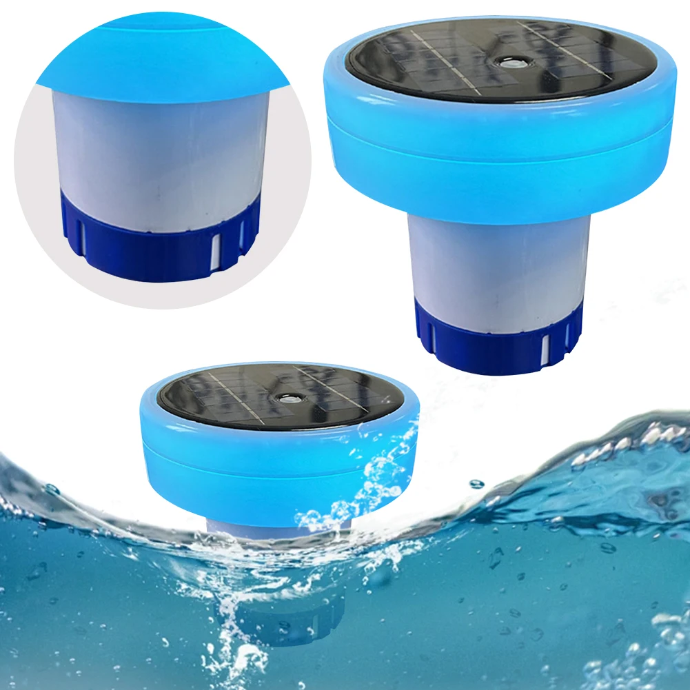 Solar Pool Ionizer Light Up Chlorine Holder Adjustable Chemical Delivery Chlorine Tablets Floater Pool Cleaning Equipment