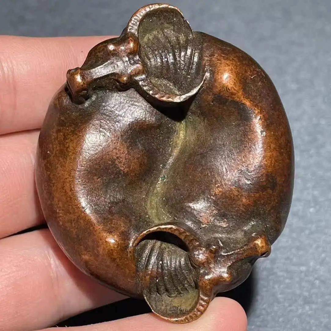 Vintage Rural Old Item Purple Copper Double Ox Paperweight With Tai Chi Bagua Chinese Zodiac Ox Turn Good Luck Home Decor Statue