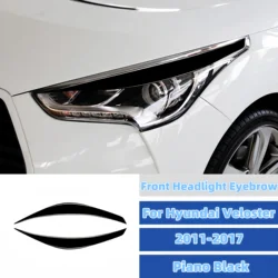 For Hyundai Veloster 2011-17 Piano Black Car Front Headlight Eyebrow Eyelid Trim Sticker Cover Exterior Tuning Auto Accessoires