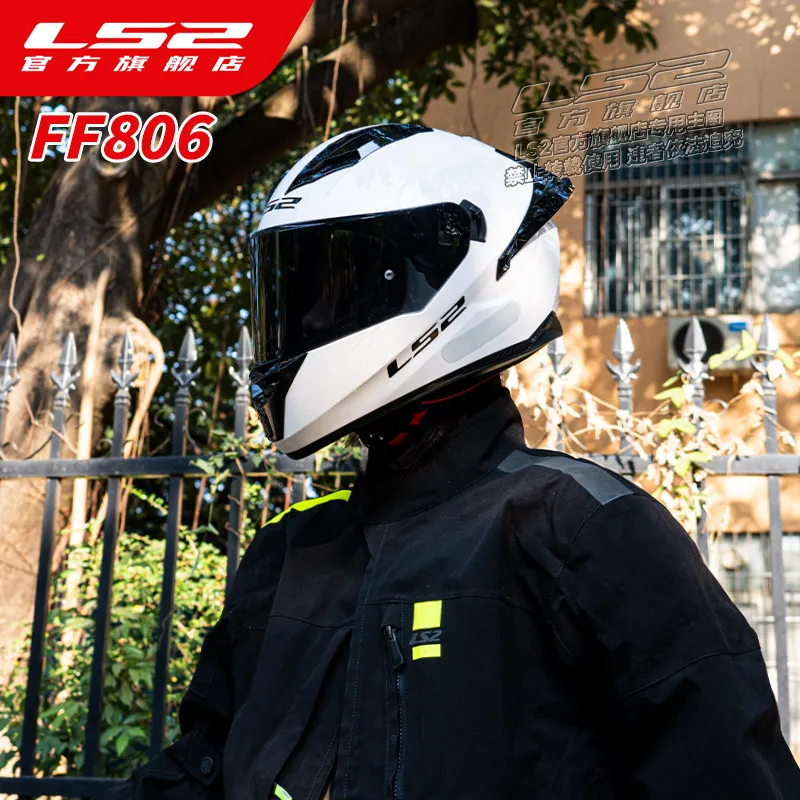LS2 FF806 Anti-Fog Dual Visor Motorcycle Helmet with Large Rear Spoiler Brake Light Unisex All-Season for Commuting Touring