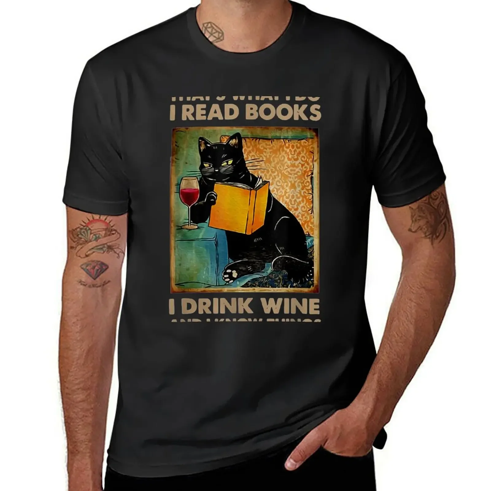 Black Cat That’S What I Do I Read Books I Drink Wine And T-Shirt cheap stuff graphic shirts baggy shirts mens graphic t-shirts