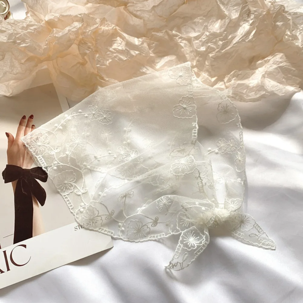 

Новый треугольный шарф с вышитым цветком, элегантная кружевная шаль, платок «сделай сам», украшение для платка