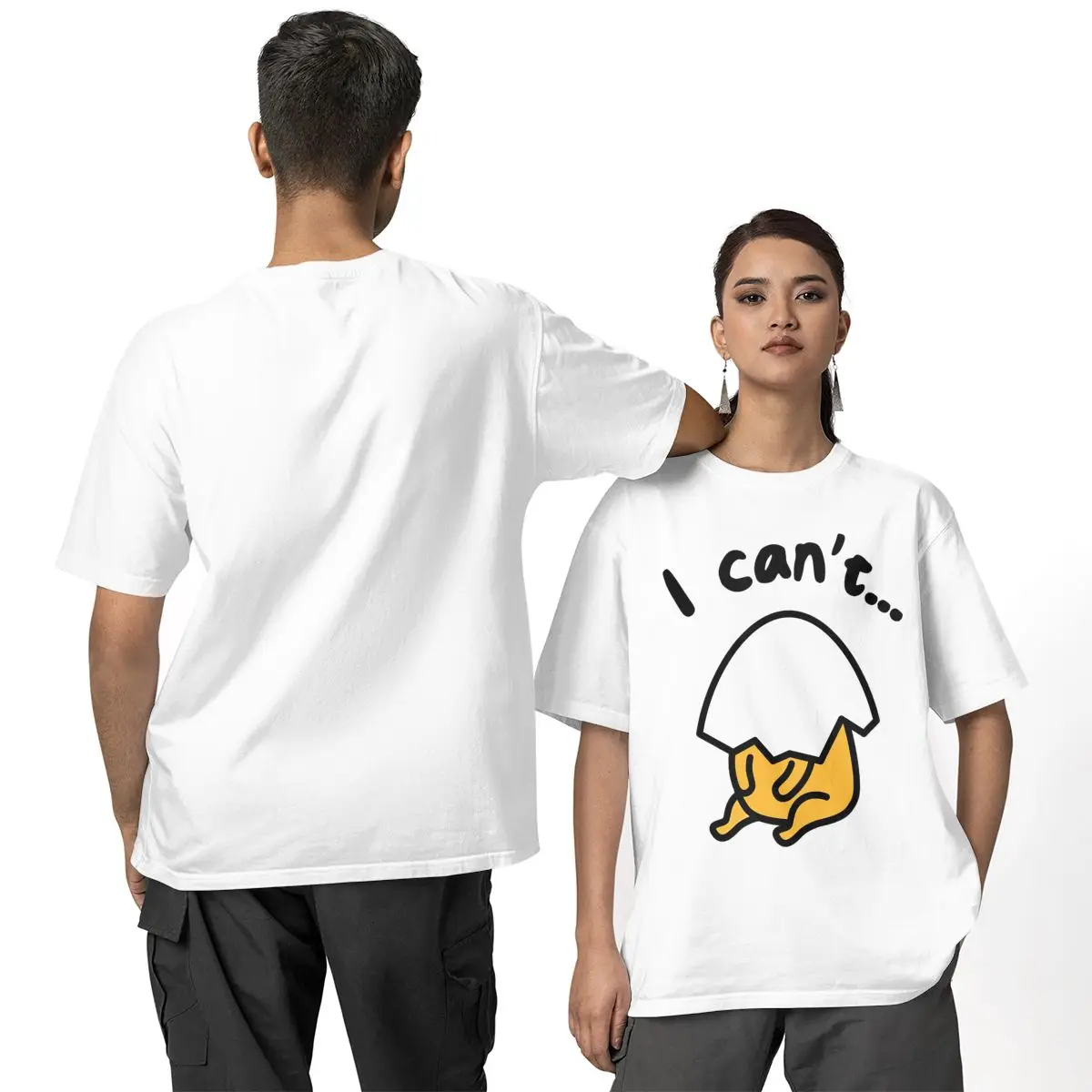 Gudetama Lazy Egg I Can't Men's T Shirts Funny Tee Shirt Short Sleeve Round Neck T-Shirts Cotton New Arrival Tops